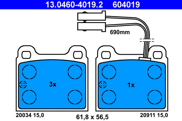 Brake Pad Set, disc brake (13.0460-4019.2)