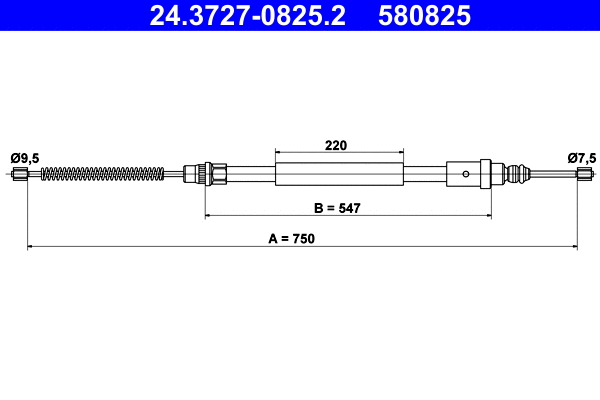Cable Pull, parking brake (24.3727-0825.2)