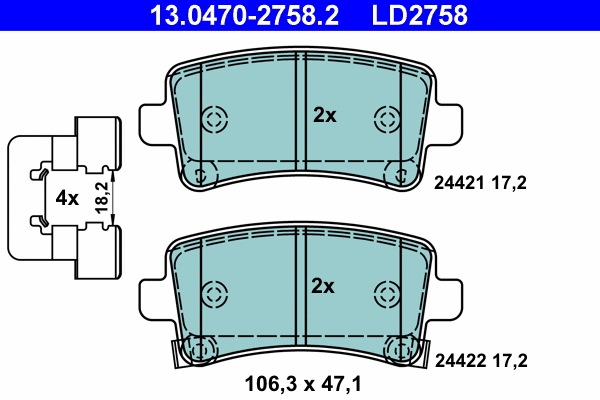 Brake Pad Set, disc brake (13.0470-2758.2)