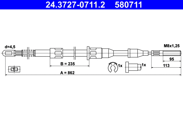 Cable Pull, parking brake (24.3727-0711.2)