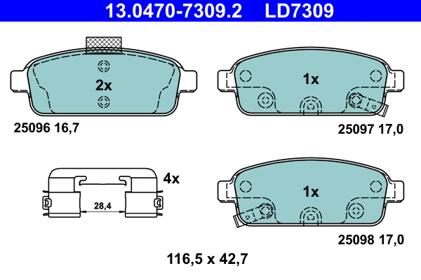 Brake Pad Set, disc brake (13.0470-7309.2)