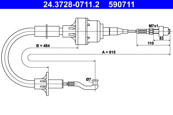 Cable Pull, clutch control (24.3728-0711.2)