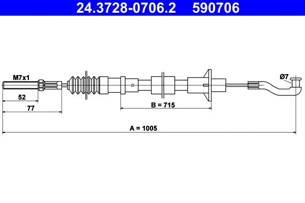 Cable Pull, clutch control (24.3728-0706.2)