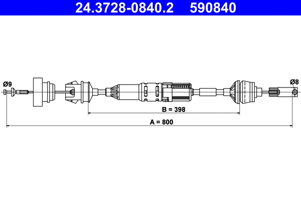 Cable Pull, clutch control (24.3728-0840.2)