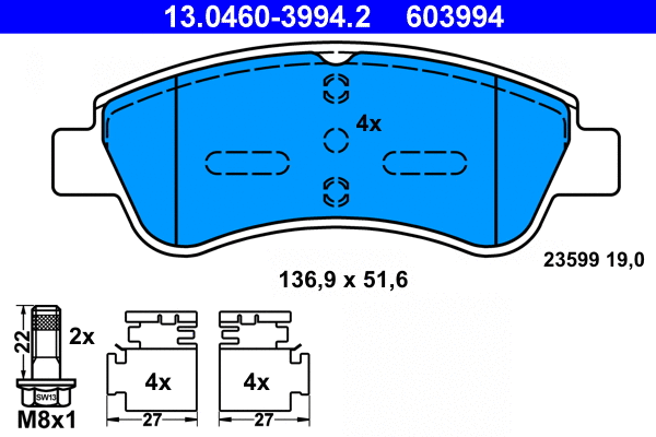 Brake Pad Set, disc brake (13.0460-3994.2)