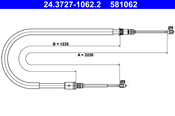 Cable Pull, parking brake (24.3727-1062.2)