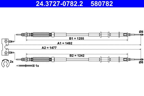 Cable Pull, parking brake (24.3727-0782.2)