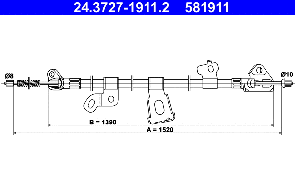 Cable Pull, parking brake (24.3727-1911.2)