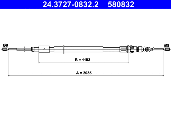 Cable Pull, parking brake (24.3727-0832.2)
