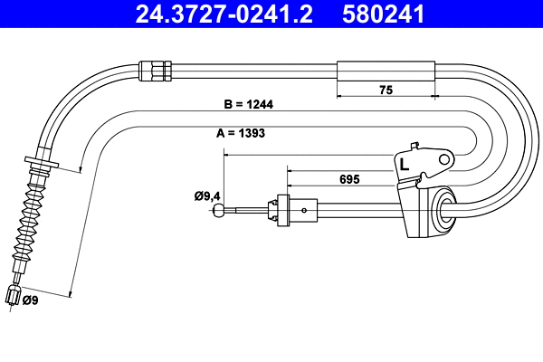 Cable Pull, parking brake (24.3727-0241.2)