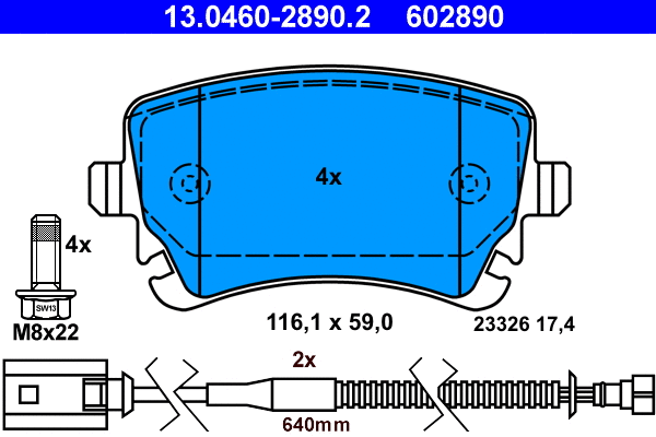 Brake Pad Set, disc brake (13.0460-2890.2)
