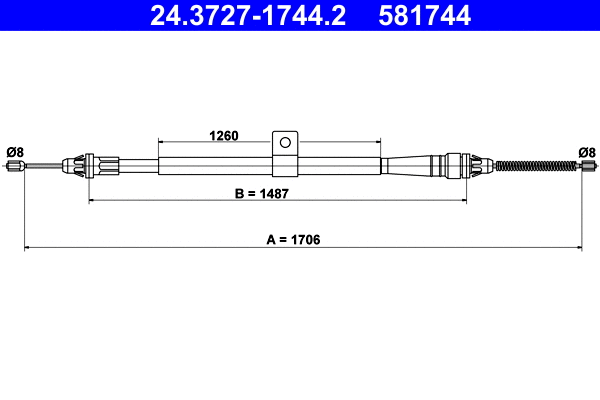 Cable Pull, parking brake (24.3727-1744.2)