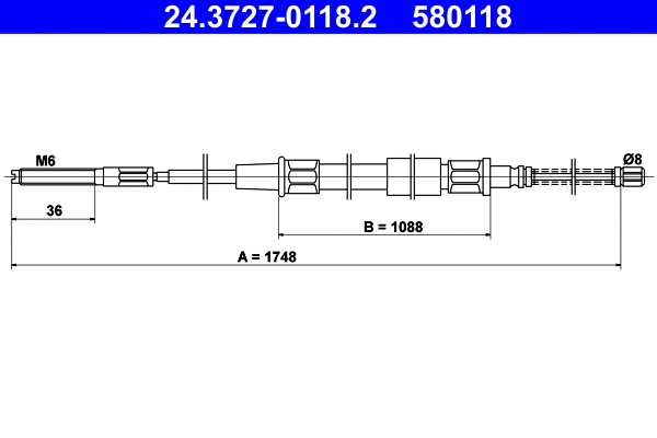 Cable Pull, parking brake (24.3727-0118.2)