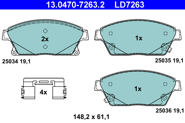 Brake Pad Set, disc brake (13.0470-7263.2)
