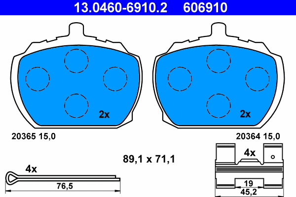 Brake Pad Set, disc brake (13.0460-6910.2)