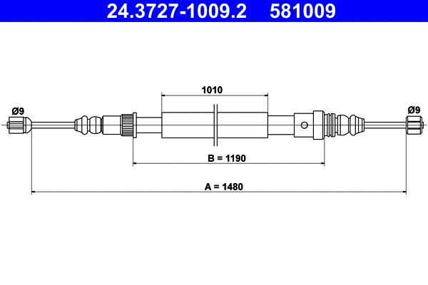 Cable Pull, parking brake (24.3727-1009.2)