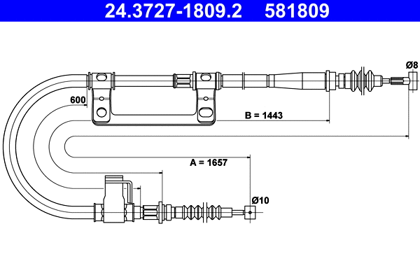 Cable Pull, parking brake (24.3727-1809.2)