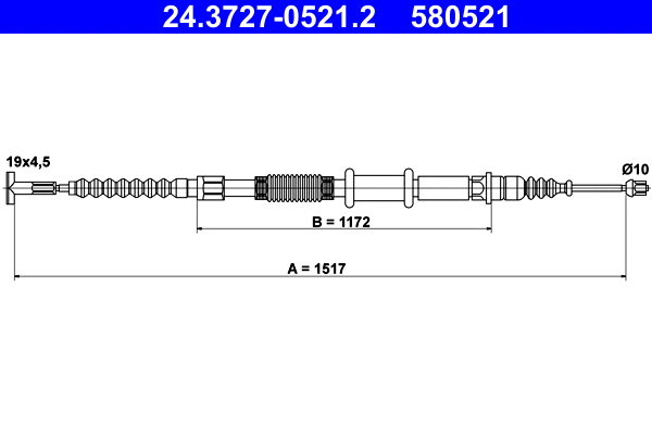 Cable Pull, parking brake (24.3727-0521.2)