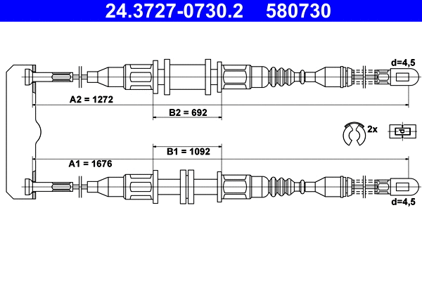 Cable Pull, parking brake (24.3727-0730.2)