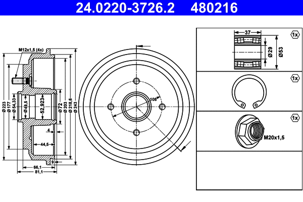 Brake Drum (24.0220-3726.2)