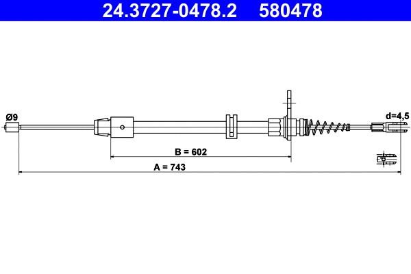 Cable Pull, parking brake (24.3727-0478.2)