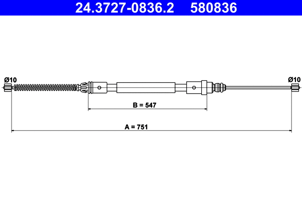 Cable Pull, parking brake (24.3727-0836.2)
