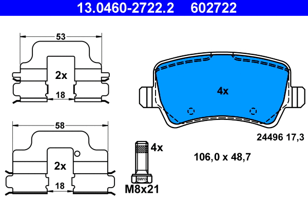 Brake Pad Set, disc brake (13.0460-2722.2)
