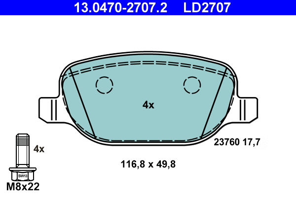 Brake Pad Set, disc brake (13.0470-2707.2)
