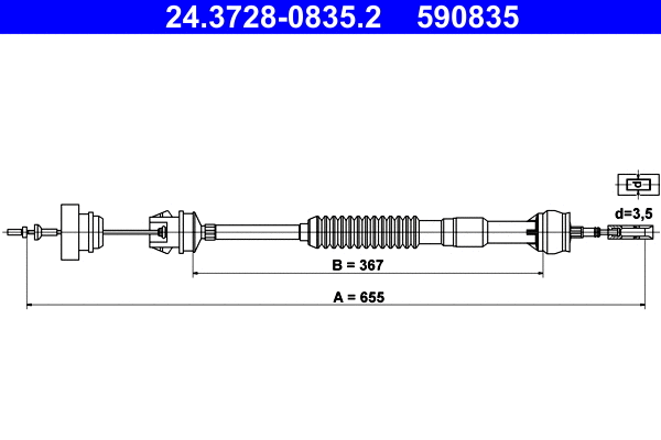 Cable Pull, clutch control (24.3728-0835.2)