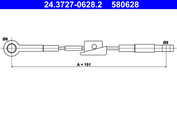 Cable Pull, parking brake (24.3727-0628.2)