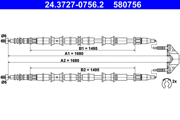 Cable Pull, parking brake (24.3727-0756.2)
