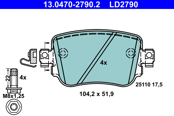 Brake Pad Set, disc brake (13.0470-2790.2)