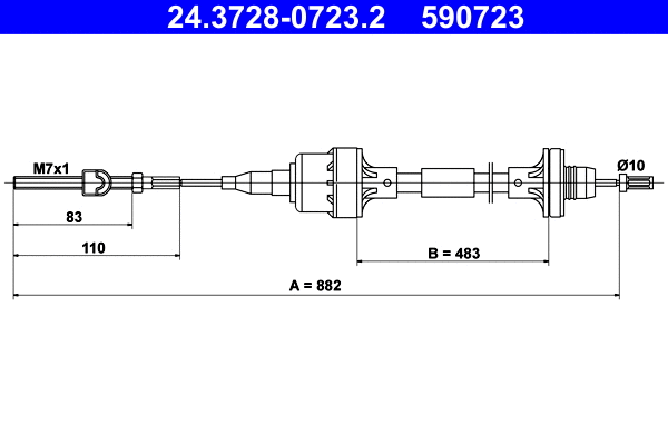 Cable Pull, clutch control (24.3728-0723.2)