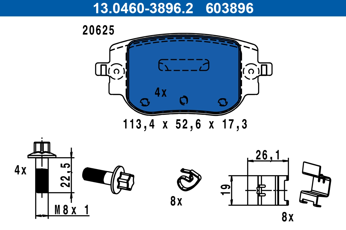 Brake Pad Set, disc brake (13.0460-3896.2)