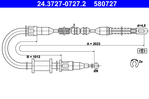 Cable Pull, parking brake (24.3727-0727.2)