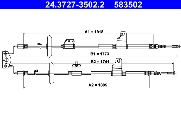 Cable Pull, parking brake (24.3727-3502.2)