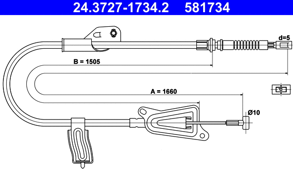 Cable Pull, parking brake (24.3727-1734.2)