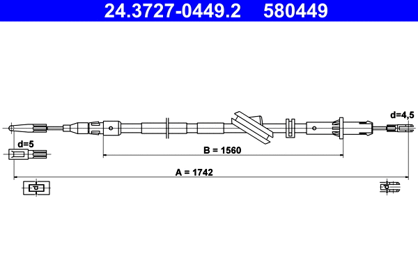 Cable Pull, parking brake (24.3727-0449.2)