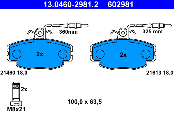 Brake Pad Set, disc brake (13.0460-2981.2)