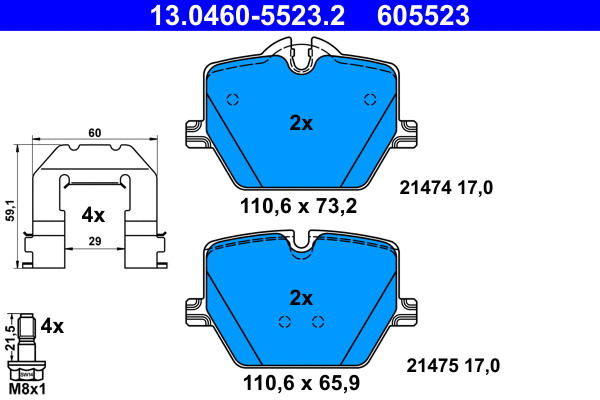 Brake Pad Set, disc brake (13.0460-5523.2)
