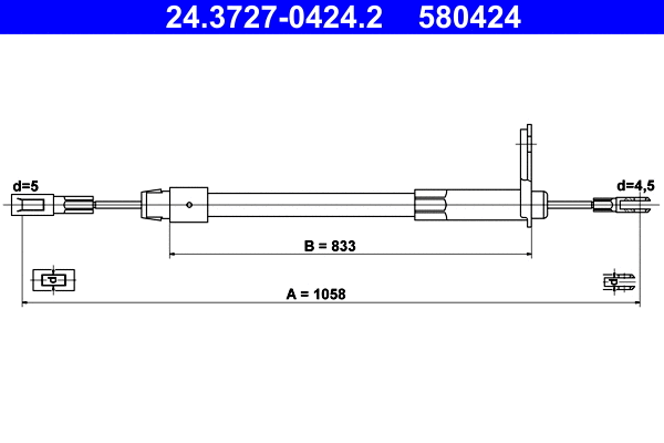 Cable Pull, parking brake (24.3727-0424.2)