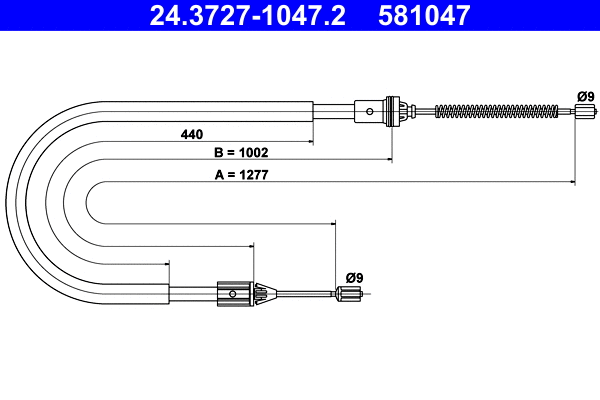Cable Pull, parking brake (24.3727-1047.2)