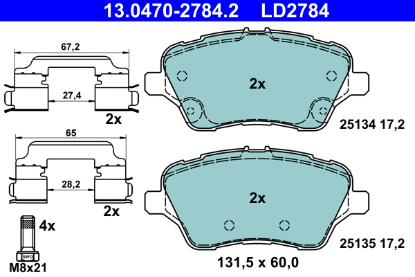Brake Pad Set, disc brake (13.0470-2784.2)