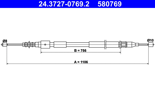 Cable Pull, parking brake (24.3727-0769.2)
