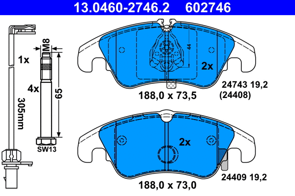 Brake Pad Set, disc brake (13.0460-2746.2)
