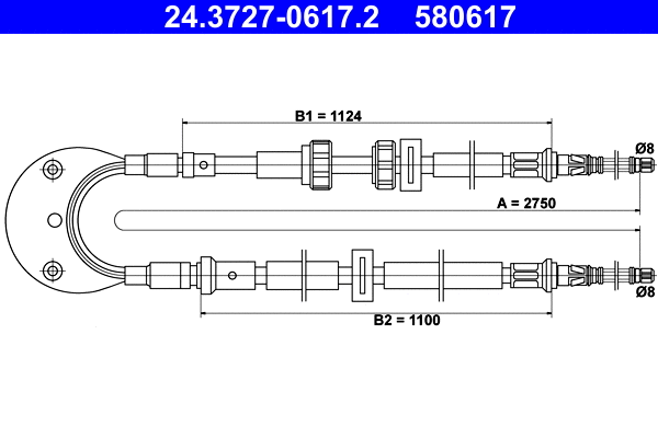 Cable Pull, parking brake (24.3727-0617.2)
