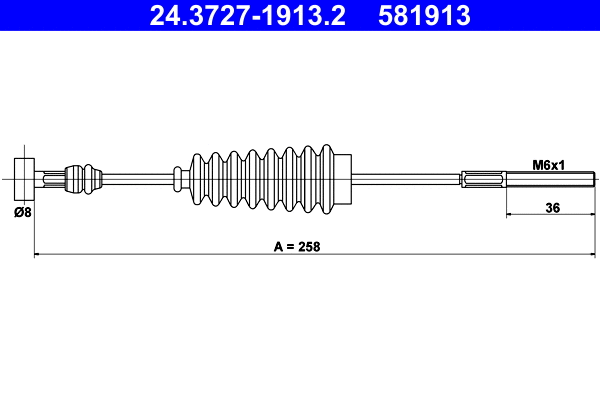 Cable Pull, parking brake (24.3727-1913.2)