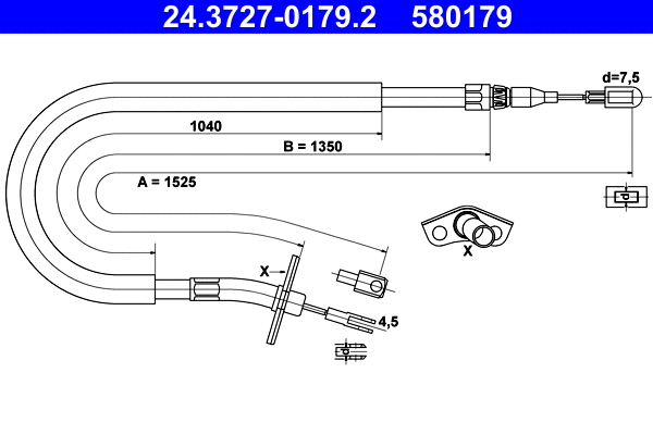 Cable Pull, parking brake (24.3727-0179.2)