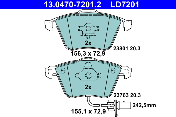 Brake Pad Set, disc brake (13.0470-7201.2)