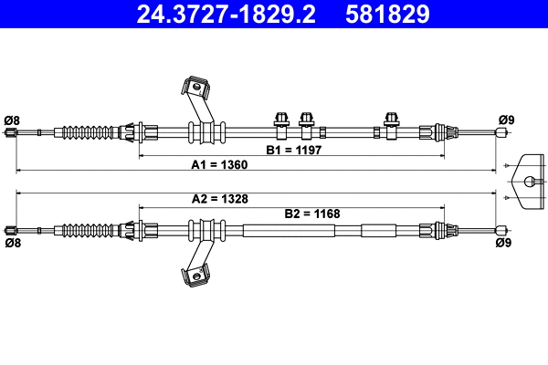Cable Pull, parking brake (24.3727-1829.2)